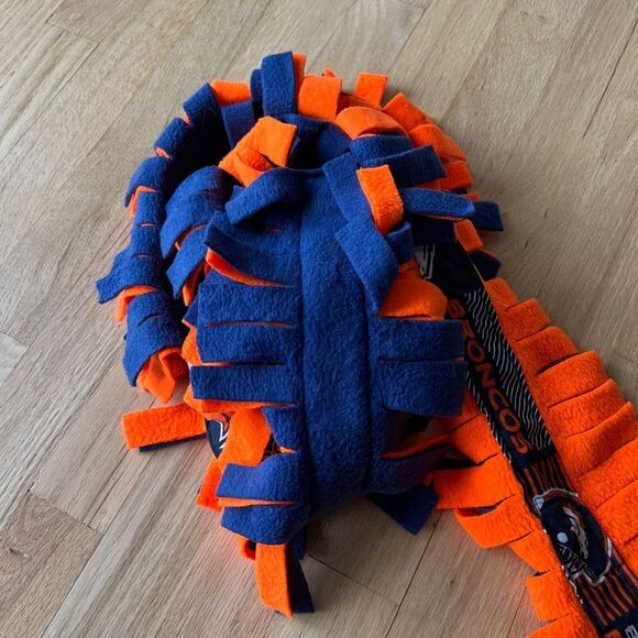 handmade Denver broncos scarf blue orange team memorabilia fleece unisex short - Picture 3 of 4